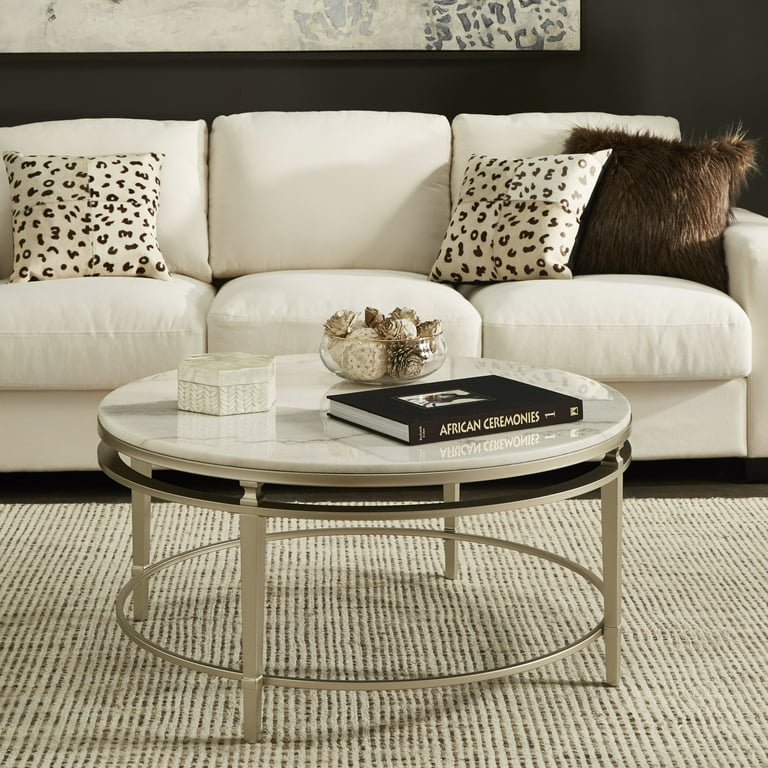 White marble silver coffee table deals