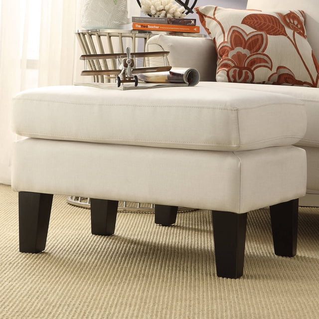 Weston Home Tribeca Living Room Upholstered Ottoman, Cream White Linen ...