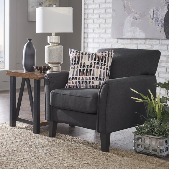 Weston Home Tribeca Modern Accent Chair, Dark Grey Linen