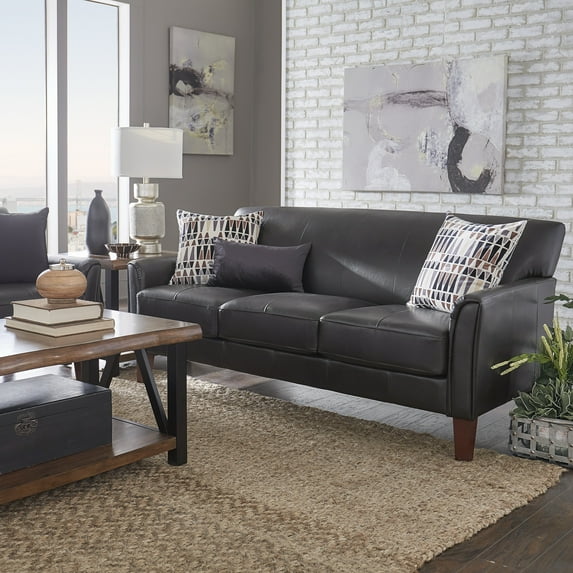 Weston Home Tribeca Sofa, Dark Brown Faux Leather