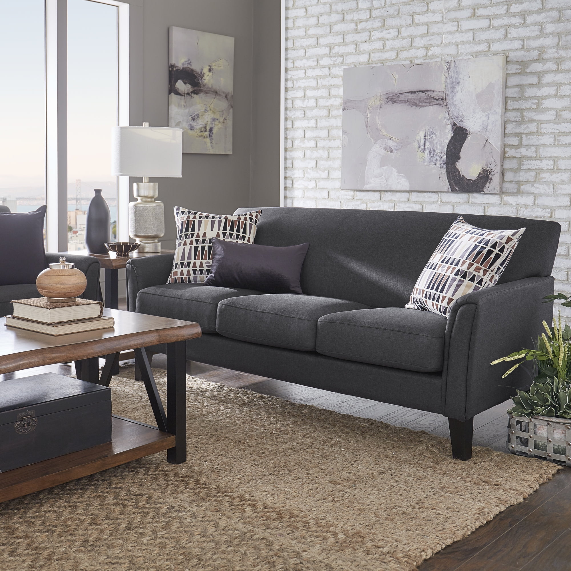 Weston Home Tribeca Sofa, Dark Grey Linen
