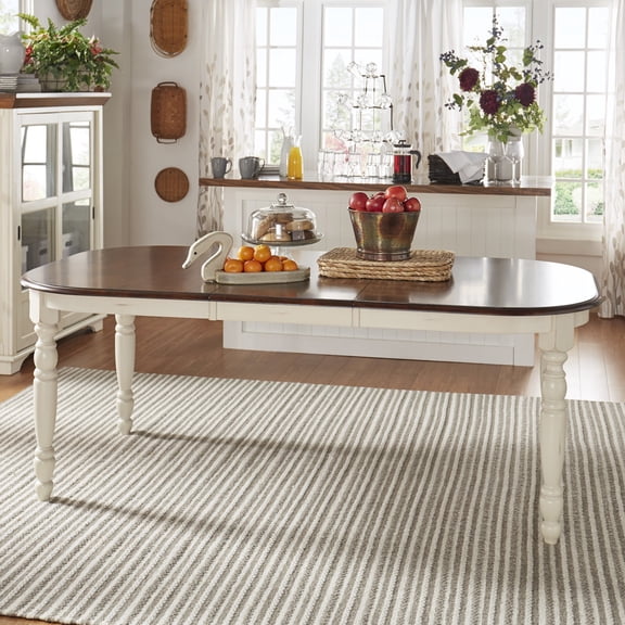 Weston Home Two Tone Dining Table, Antique White & Warm Cherry