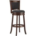 thumbnail image 1 of Weston Home Upholstered Swivel Seat Cherry Finish Wood Bar Height Stool, Dark Gray, 1 of 5