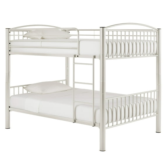 Weston Home Visalia Kids Convertible Metal Full over Full Bunk Bed, White