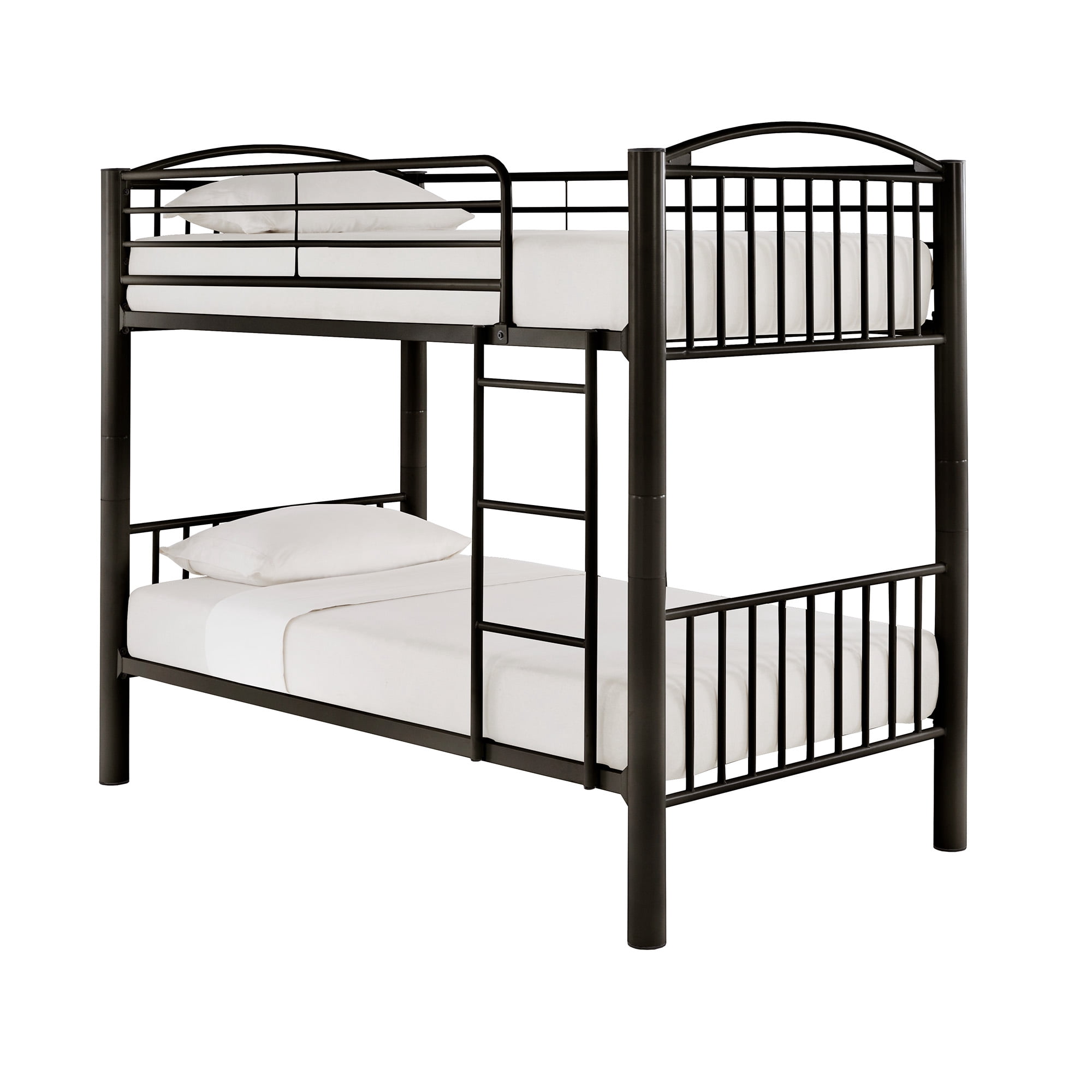 Weston Home Visalia Kids Convertible Metal Twin over Twin Bunk Bed, Black