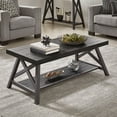thumbnail image 1 of Weston Home Westyn Rustic X Base Wood Rectangular Coffee Table, Black, 1 of 4
