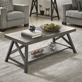 thumbnail image 1 of Weston Home Westyn Rustic X Base Wood Rectangular Coffee Table, Gray, 1 of 7