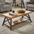 thumbnail image 1 of Weston Home Westyn Rustic X Base Wood Rectangular Coffee Table, Oak, 1 of 8