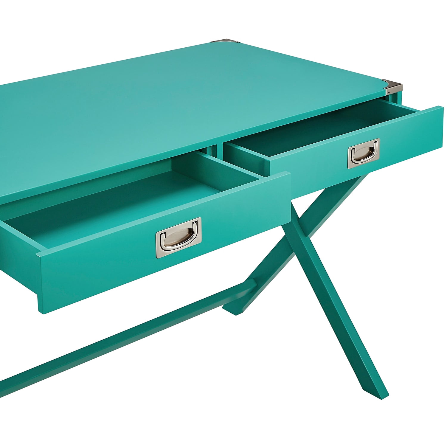 Weston Home Wood XBase Campaign Writing Desk with Drawers, Marine