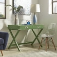 thumbnail image 1 of Weston Home Wood X-Base Campaign Writing Desk with Drawers, Meadow Green, 1 of 8