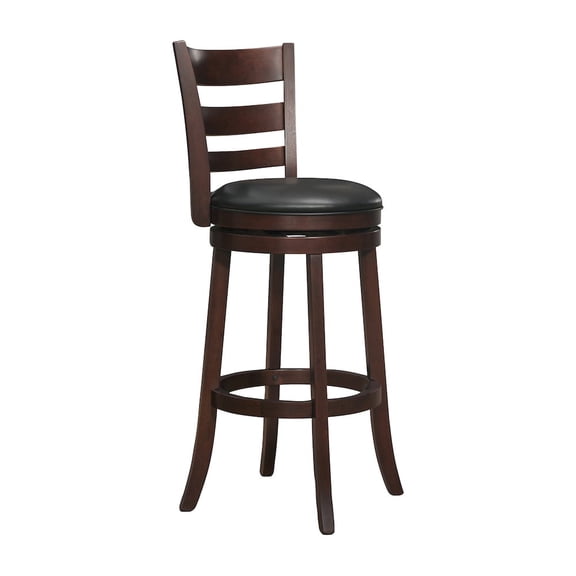 Weston Home Shapel Round Swivel Ladder Back 29" Bar Stool, Cherry/Black