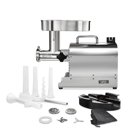 Weston Pro Series Electric Meat Grinder, Commercial Grade, 560 Watts, .75 HP, 6lbs. Per Minute, Stainless Steel