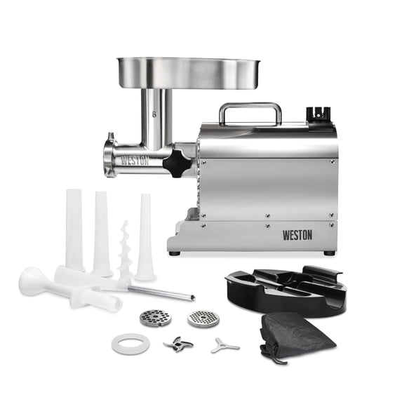 Weston Pro Series Electric Meat Grinder, Commercial Grade, 560 Watts, .75 HP, 6lbs. Per Minute, Stainless Steel