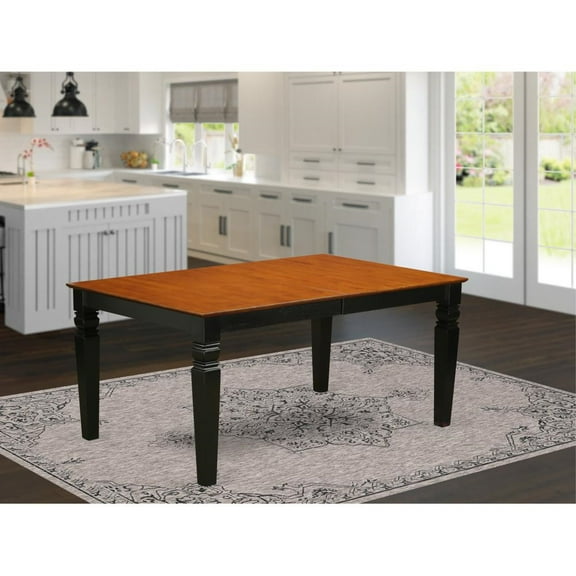 Weston Rectangular Dining Table with 18 in butterfly Leaf in Black and Cherry