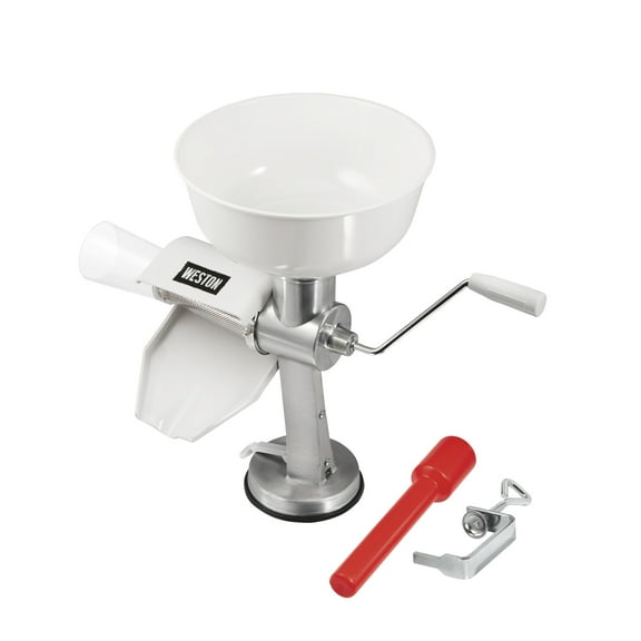 Weston Metal Tomato Press and Sauce Maker, Metal Tomato Strainer with 1 Gallon Hopper