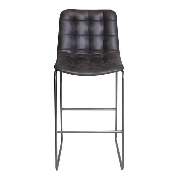 Westover Dark Gray Metal and Tufted Faux Leather Bar Stool