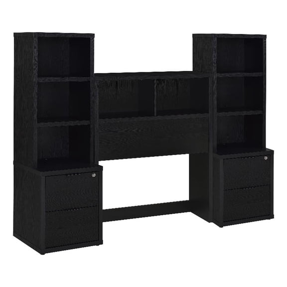 Coaster Westpark 3-Piece Wood Twin Bedroom Set Bookcase Headboard in Black