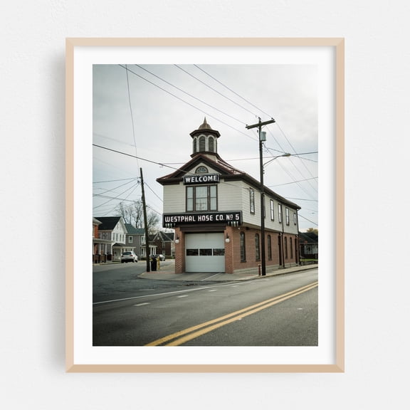Westphal Hose Co No. 5, Martinsburg - Martinsburg West Virginia Photography Architecture Vintage Street Photography Oak Framed Wall Art Print 6 x 8 inches