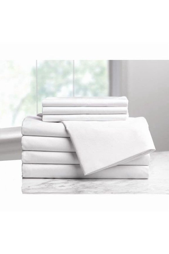 Westpoint Home Flat Sheet,104 in L,Fresh White 1A29687