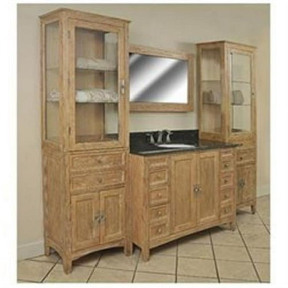 Westport Bay 2240-9060-MBWO 85 in. Single Basin Vanity in Oak Glaze Finish - Midnight Black- White Oval