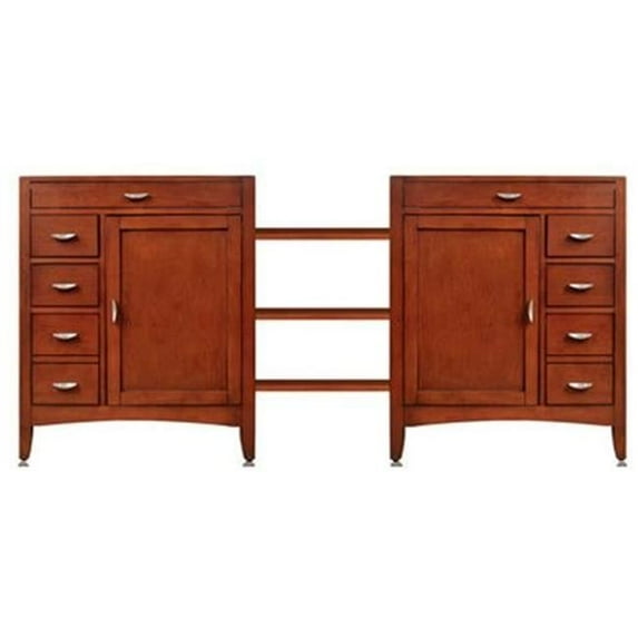 Westport Bay 2250-9081-TYLO 4 Adjustable 18 In. Shelves With 115 In. Double Basin Vanity - Warm Cherry Finish
