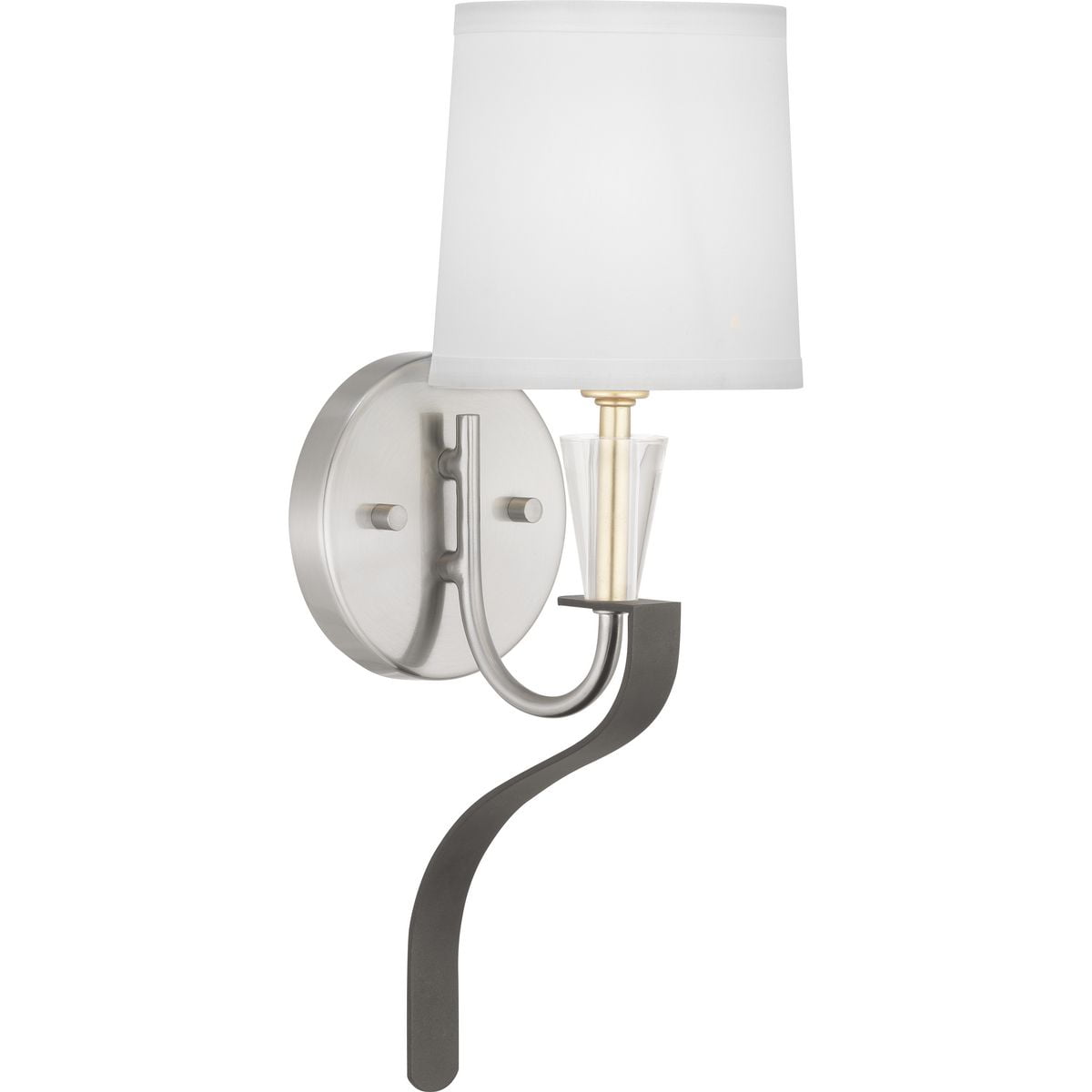 Nealy Modern-Luxury Nickel Sconce with White Silk Shade