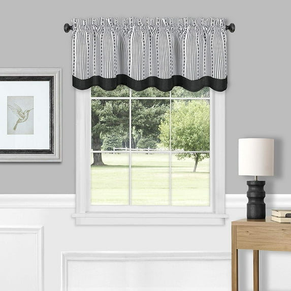 Westport Window Kitchen Curtains Valance (Black, 58" W x 14" L)