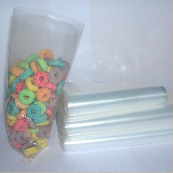 Weststone - 100pcs Heavy Duty Clear Top Open Flat Treat Bags 4"x 8" - 4mil with free twist ties