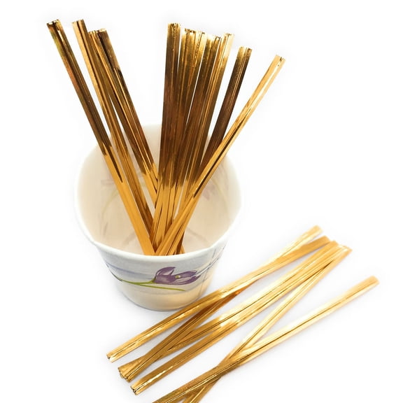 Weststone 200pcs 6" ORANGE Metallic twist ties to Seal Homemade Lollipops, or to Decorate Floral Bouquets and Favor Boxes. - Orange