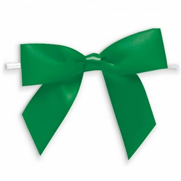 Weststone 50pcs Satin Emerald Bows 3 1/2" Span x 2" Tail, Ribbon Width 1", Pre-Tied Bows or Self-Adhesive Bows
