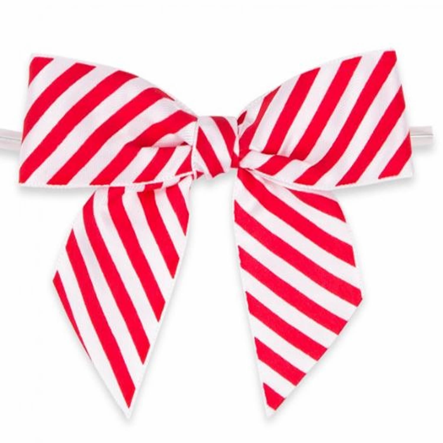 Weststone 50pcs Satin Red White Stripe Ribbon Bows 3 1/2