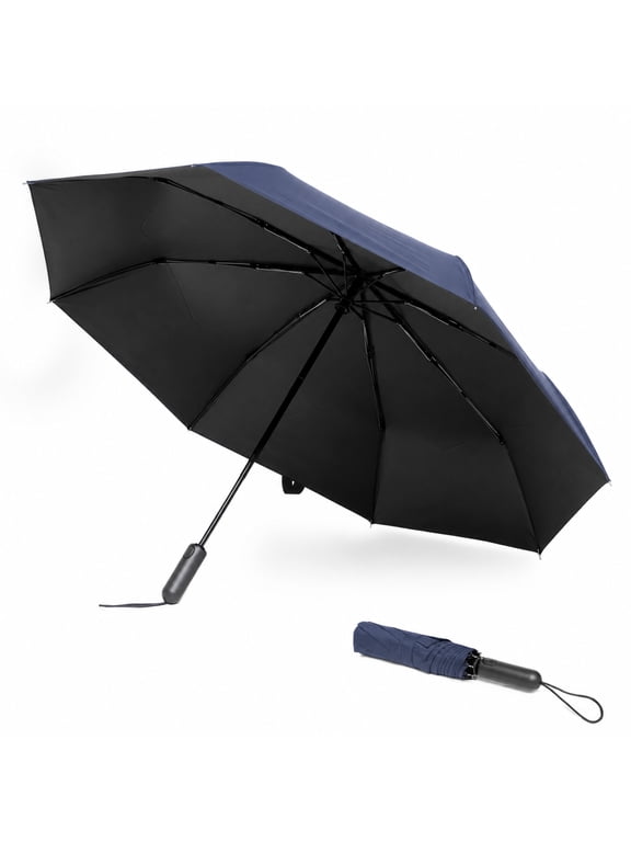 Lightweight Travel Umbrella - 45 Inch Windproof Auto Open Close Folding Umbrella for Rain, Blue