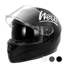 Westt Full Face Helmet - Street Bike Helmet with Dual Visor DOT Approved - Motorcycle Helmets for Men Women Adults Compact Lightweight Storm X Black S