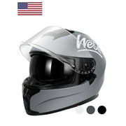 Westt Full Face Helmet - Street Bike Helmet with Dual Visor DOT Approved - Motorcycle Helmets for Men Women Adults Compact Lightweight Storm X Grey XL (23.23-23.62 in)