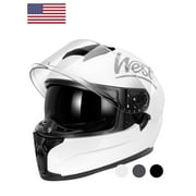 Westt Full Face Helmet - Street Bike Helmet with Dual Visor DOT Approved - Motorcycle Helmets for Men Women Adults Compact Lightweight Storm X White L (22.44-22.84 in)