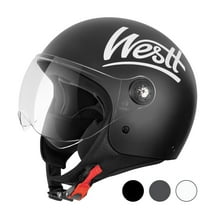 Westt Open Face Helmet - Motorcycle Helmet Moped 3/4 Half Vespa Vintage with Visor- Helmets for Adults DOT Touring Men Women Scooter Classic Series Black S