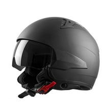 Westt Open Face Motorcycle Helmet - 3/4 Retro Scooter Helmet Adult Women Men - Moped Helmet with Sun Visor DOT Approved for Vespa Motorbike Rover Black S(20.87-21.26 in)
