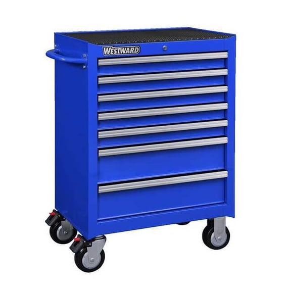 Westward 32H896 26-11/16"W Rolling Cabinet 5 Drawers, Blue, 18"D x 33-5/16"H Organizers