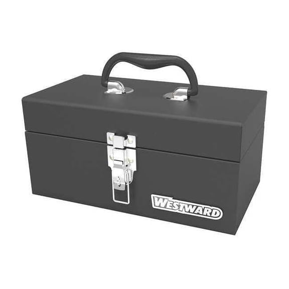Westward 44ZJ83 11-57/64"W Steel, Black Portable Tool Box, Powder Coated, 6"H