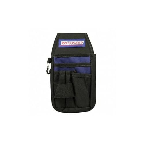 Westward 5MZL9 Universal Tool Organizer Pouch - Clip-On With Multiple Pockets, Black Polyester