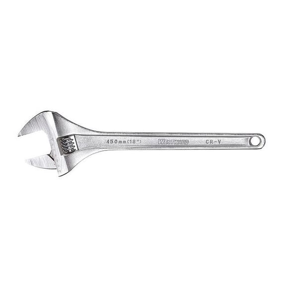 Westward Adj. Wrench,24",2-3/4" Cap.,Chrome 31D027
