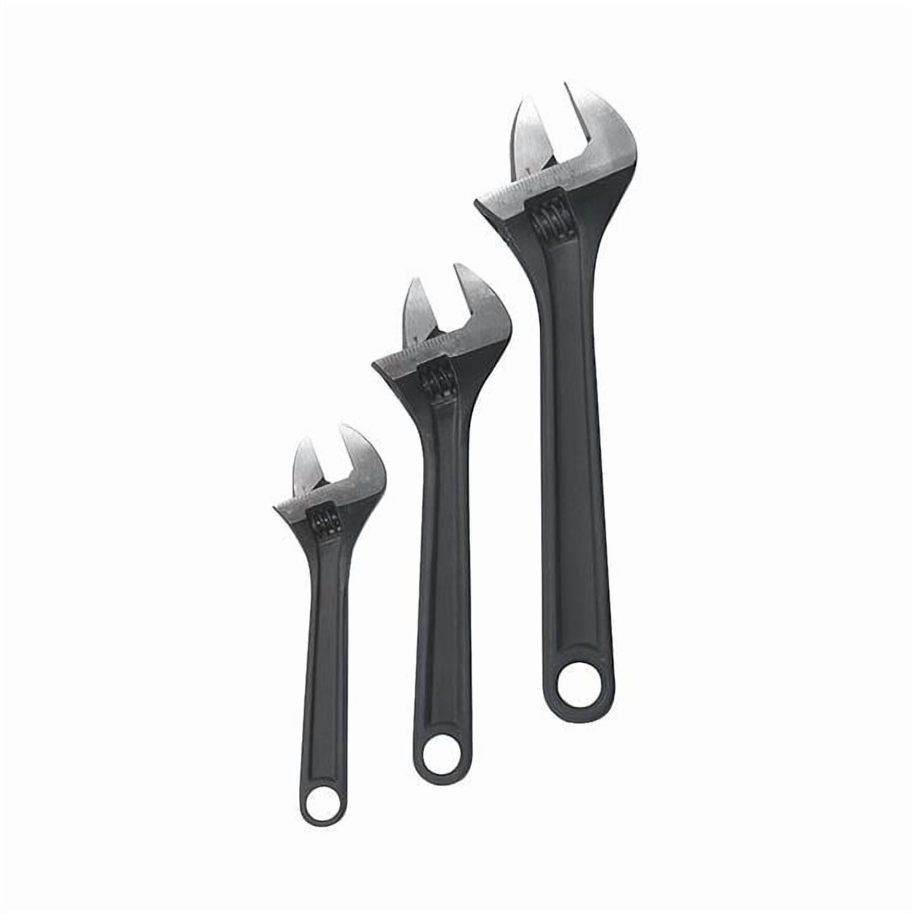 3-Piece Black Adjustable Wrench Set (6 in, 8 in, 10 in) 1NYB9