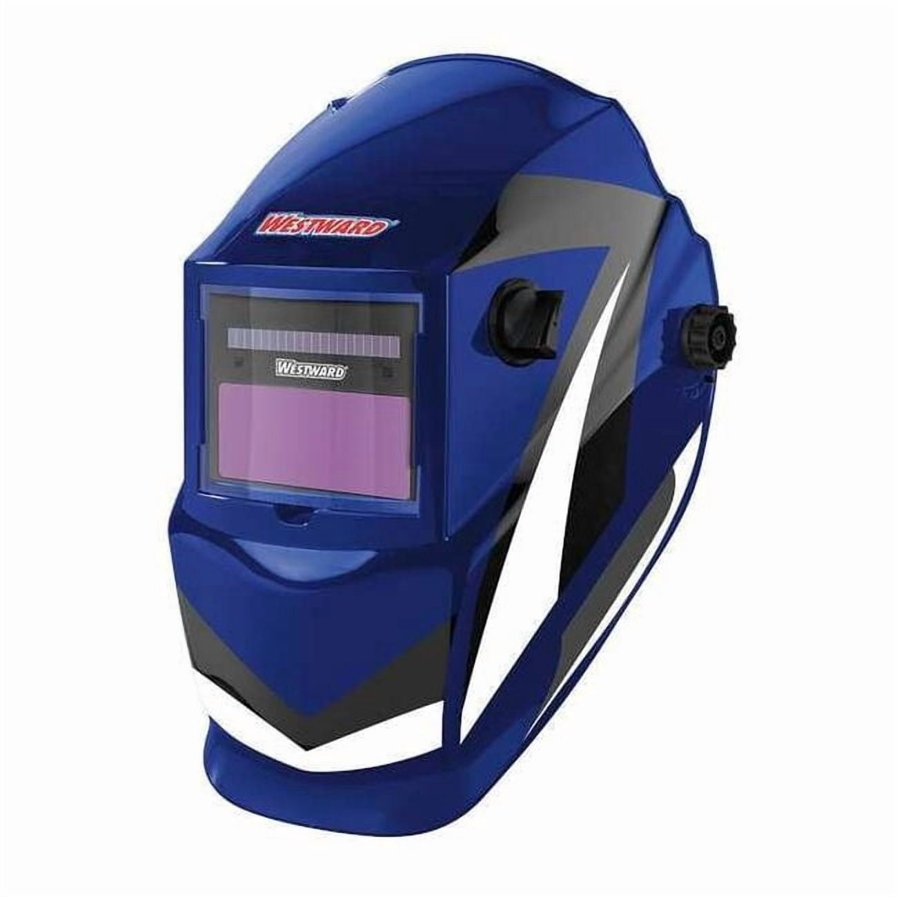 Westward Auto Dark Welding Helmet, Shade 4, 9-13, Black/Blue/White 22XX40