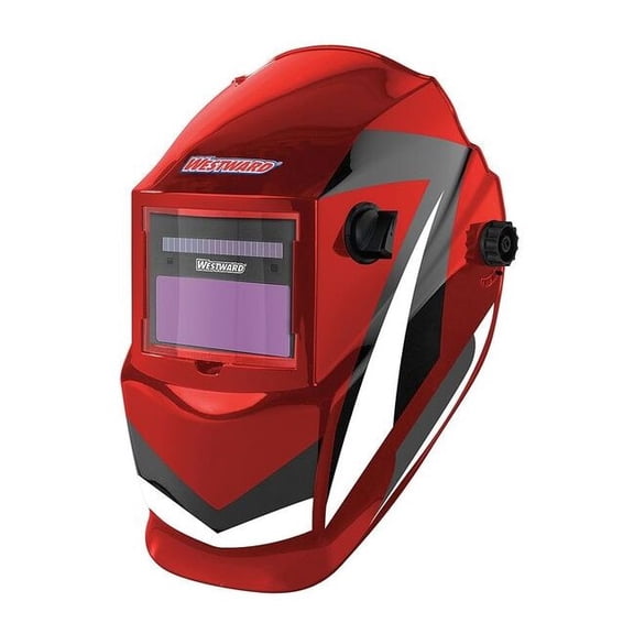 Westward Auto Dark Welding Helmet, Shade 4, 9-13, Black/Red/White 22XX41