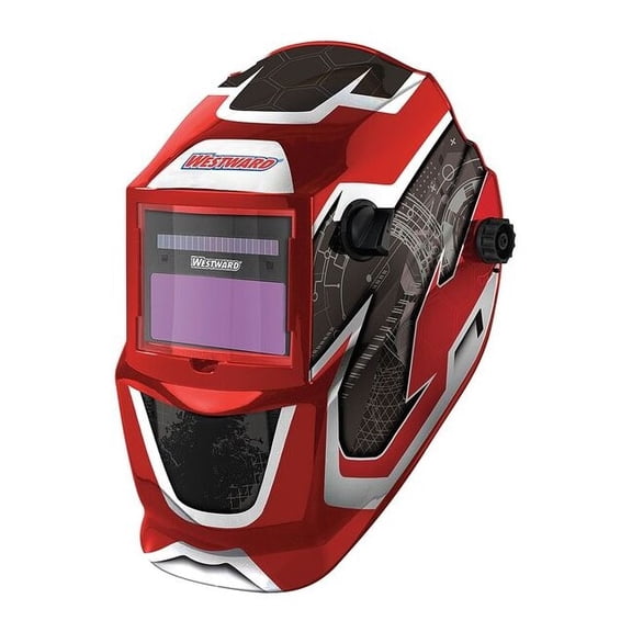 Westward Auto Dark Welding Helmet, Shade 4, 9-13, Black/Red/White 22XX43