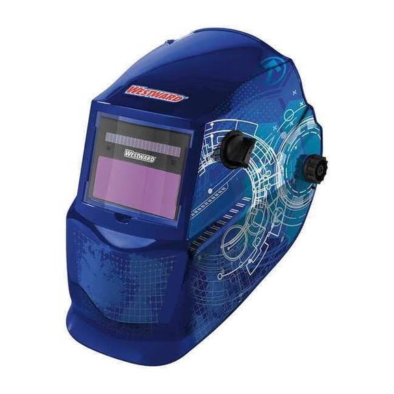 Westward Auto Dark Welding Helmet, 4, 9-13, Blu/Wh 22XX44