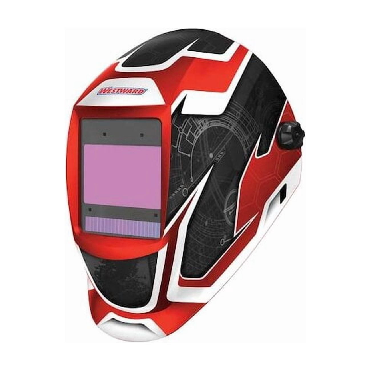 Westward Auto Dark Welding Helmet, Shade 5-8/8-13, Black/Red/White 44R235