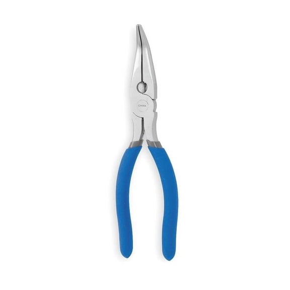 Westward 6 1/2 in Bent Long Nose Plier,Side Cutter Dipped Handle 1UKK4