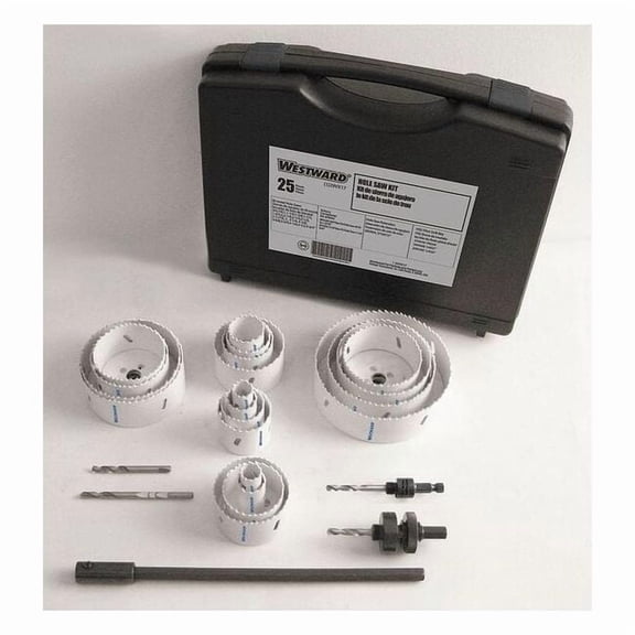 Westward Hole Saw Kit,25pcs,Sizes:0.75"-4.75" 29VX17