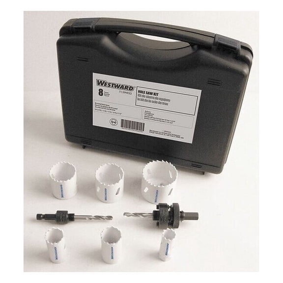 Westward Hole Saw Kit,8pcs,Sizes:0.75"-2.5" 29VX22